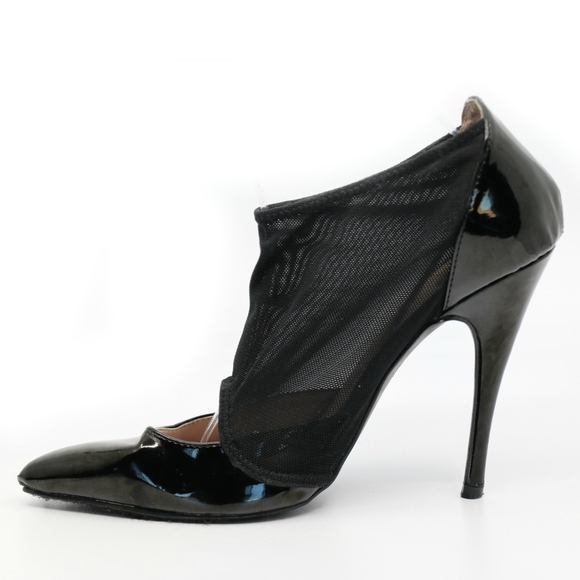 COLIN STUART STRETCH BLACK MESH POINTY TOE PUMP - Picture 2 of 7